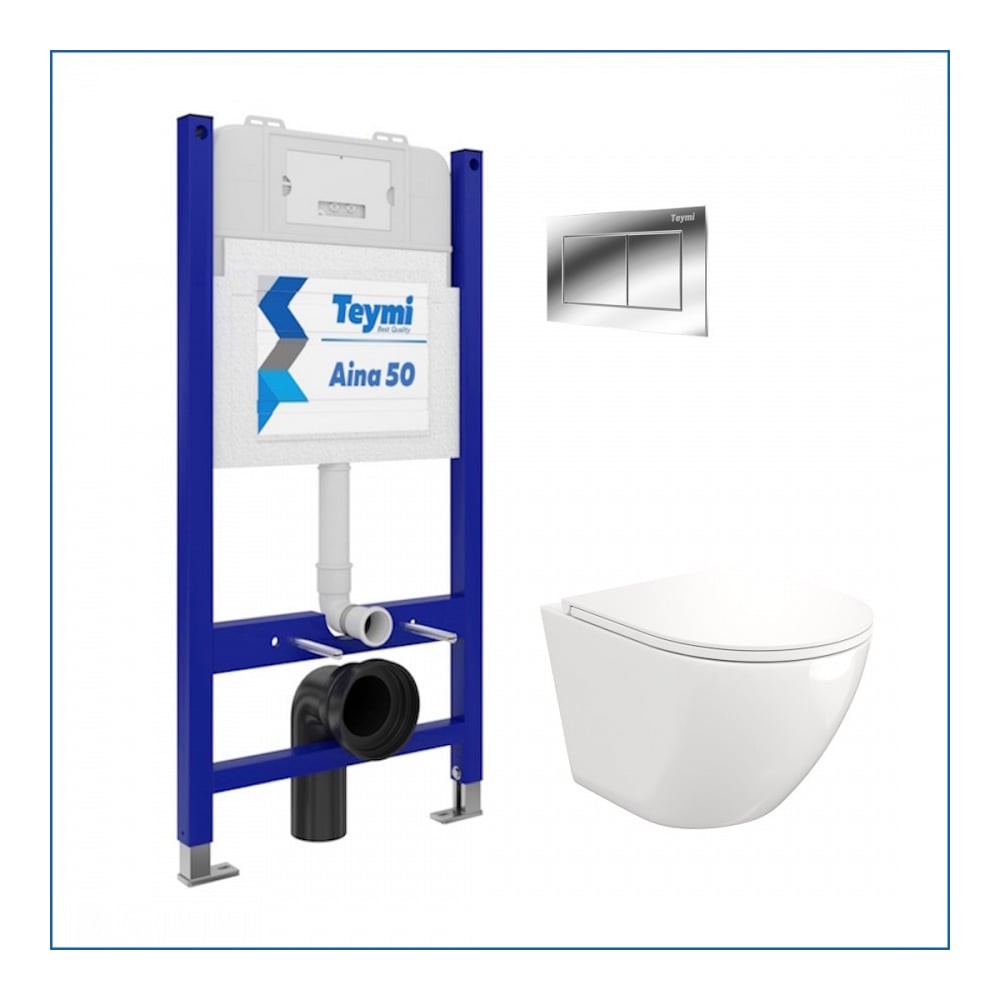 Изображение товара Комплект инсталляции 5 в 1 Teymi Lina S для подвесного унитаза безободкового современного дизайна