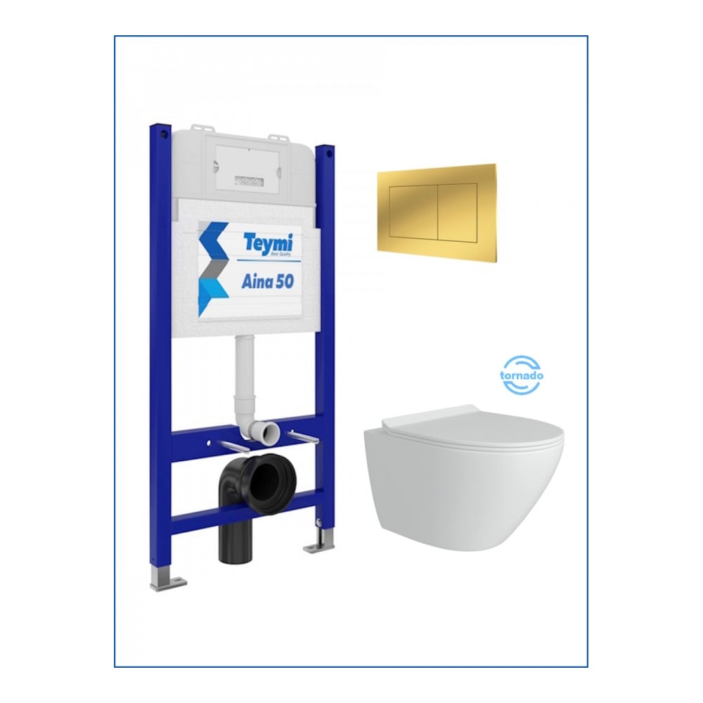 Изображение товара Комплект инсталляции 5 в 1 Teymi унитаз безободковый Торнадо Lina Pro Vortex