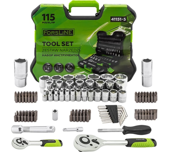 Изображение товара Набор инструментов ForsLine 115 предметов 1/4, 1/2 (6гр.) FL-41151-5(63390)