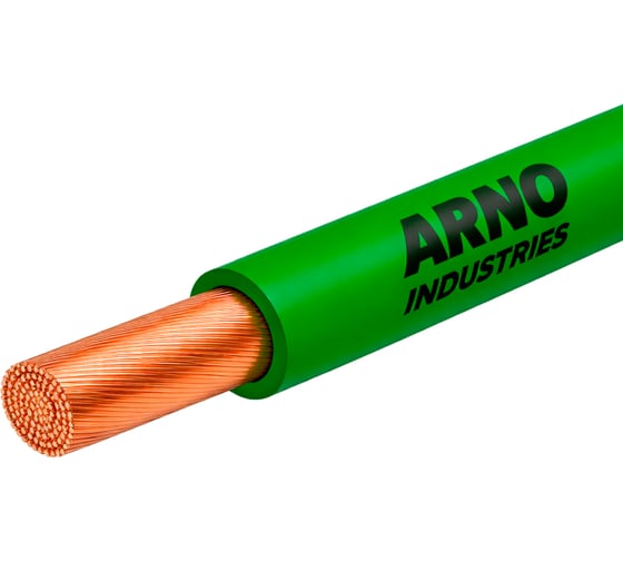 Изображение товара Провод силовой ARNO INDUSTRIES медный, 100м, ПуГВнг(А)-LS 1х0.75 желто-зеленый, гибкий, LS низкое дымо-газовыделение, для заземления PE ТРТС 7455051