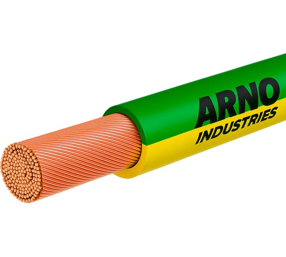 Изображение товара Провод силовой ARNO INDUSTRIES медный, 100м, ПуГВнг(А)-LS 1х2.5 желто-зеленый, гибкий, LS низкое дымо-газовыделение, для проводки ТРТС 2490751