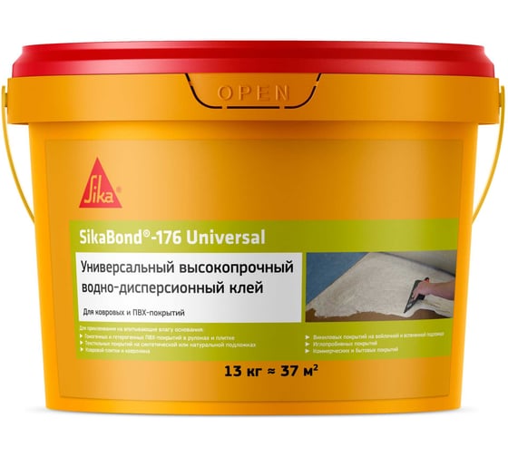 Изображение товара Клей SIKA Bond-176 Universal однокомпонентный воднодисперсионный для гибких напольных покрытий. Ведро 13КГ 862322