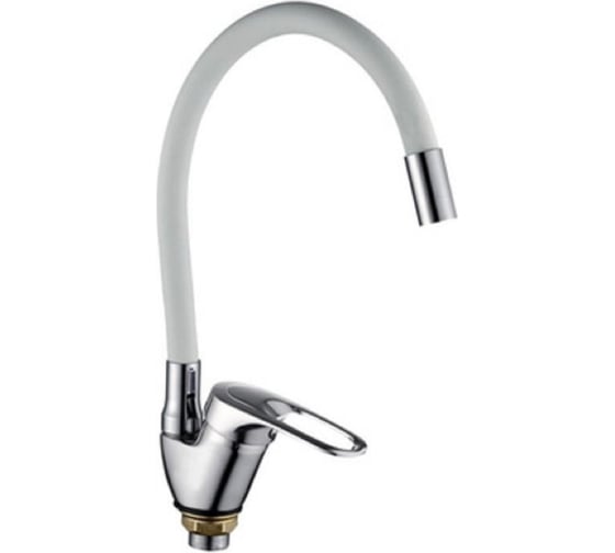 Изображение товара Смеситель для кухни ALOUTE хром, с белым гибким силиконовым изливом A3193