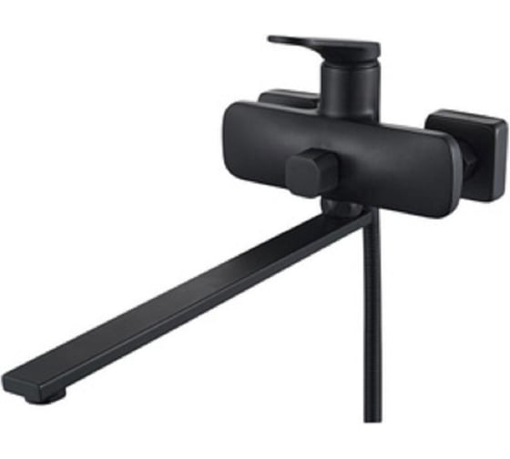 Изображение товара Смеситель для ванны ALOUTE с длинным плоским изливом 33 см, черный, алюминиевый сплав A2163H