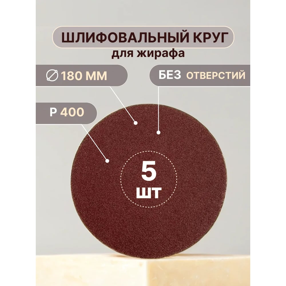 Изображение товара Шлифовальные круги Vitatools 180 мм P400, комплект 5 шт