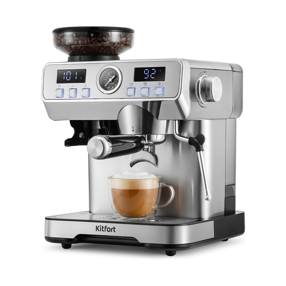 Изображение товара Кофемашина KITFORT КТ-7694 для эспрессо с мощностью 1378 Вт и давлением 20 бар
