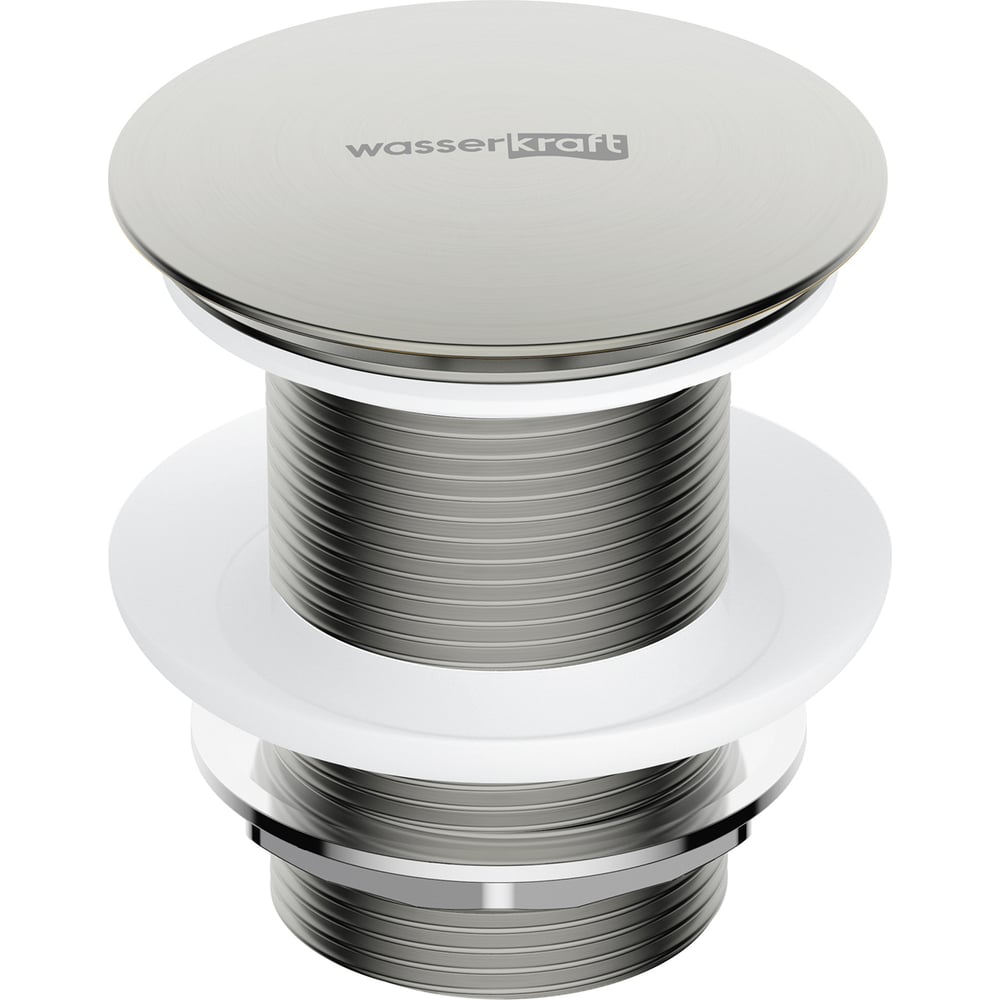 Изображение товара Донный клапан WasserKraft A342 из латуни, никель, 62 мм сливное отверстие