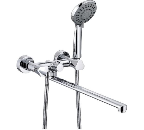 Изображение товара Смеситель для ванны ViEiR двухрычажный, с длинным плоским изливом, круглый, хром душевой гарнитур V150142