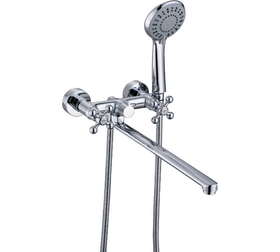 Изображение товара Смеситель для ванны ViEiR двухрычажный, с длинным плоским изливом, латунь, хром душевой гарнитур V140142