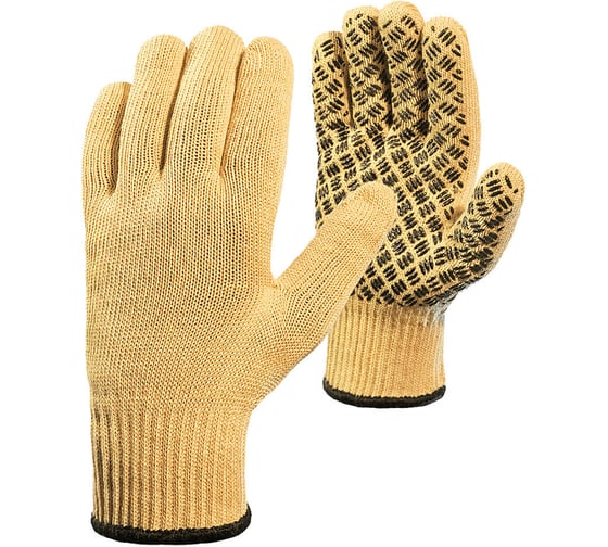 Изображение товара Перчатки СПЕЦСНАБ параарамидные (кевларовые) от порезов и высоких температур с силиконовой сеткой (джокер) 14дж/40/10