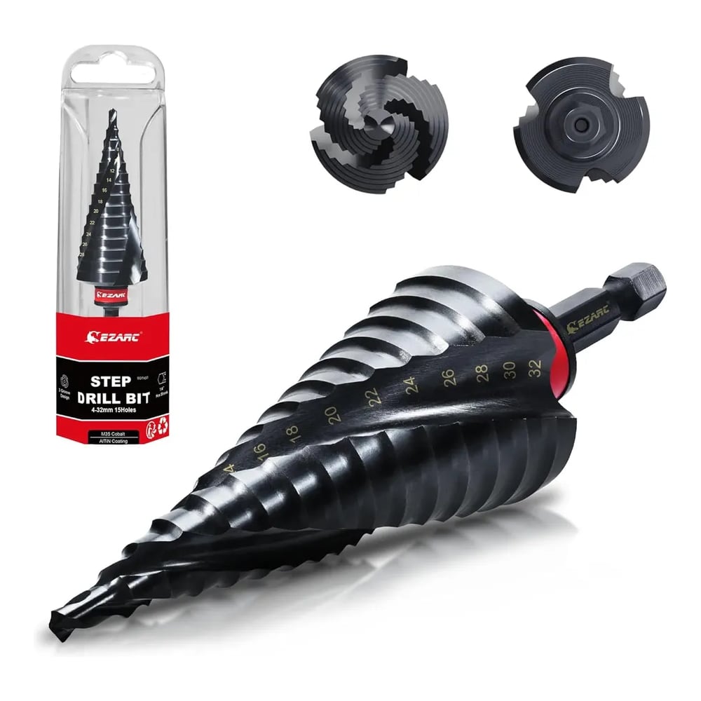 Изображение товара Кобальтовое ступенчатое сверло Ezarc 4-32 мм для металла дерева пластика
