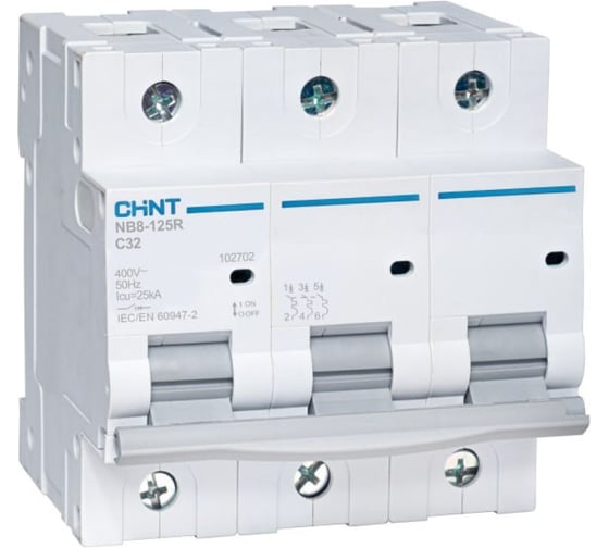 Изображение товара Автоматический выключатель CHINT NB8-125R 3P 25А 25кА хар-ка C (R) 559806