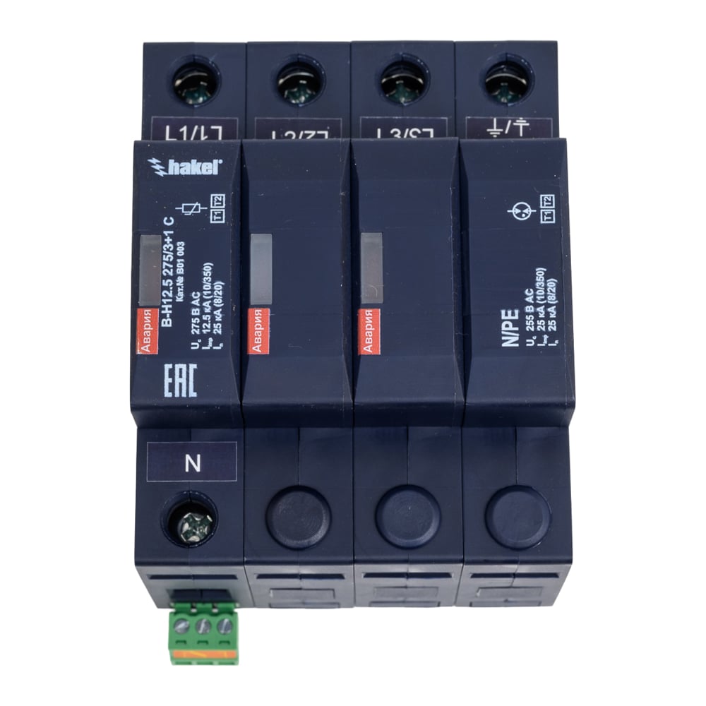 Изображение товара Устройство защиты от импульсных перенапряжений В-Н12.5 275/3+1, модульное, IP20