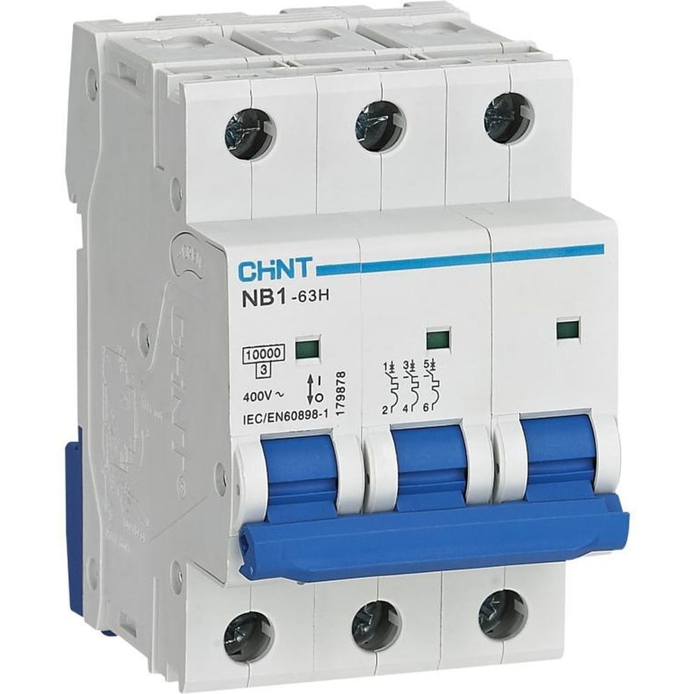 Изображение товара Автоматический выключатель CHINT NB1-63H 3P 6А 10кА IP20