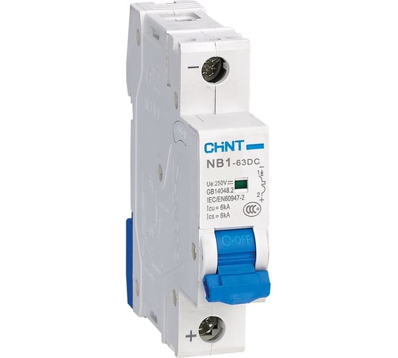 Изображение товара Автоматический выключатель CHINT NB1-63DC 1P 25А 6кА х-ка C 250В DC (R) 182708