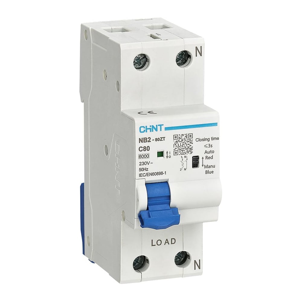 Изображение товара Автоматический выключатель CHINT NB2-80ZT 1P+N 32А 6кА для защиты цепей
