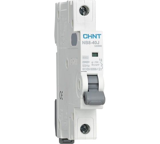 Изображение товара Автоматический выключатель CHINT NB8-40J 1P 40А 6кА х-ка C (R) 320660
