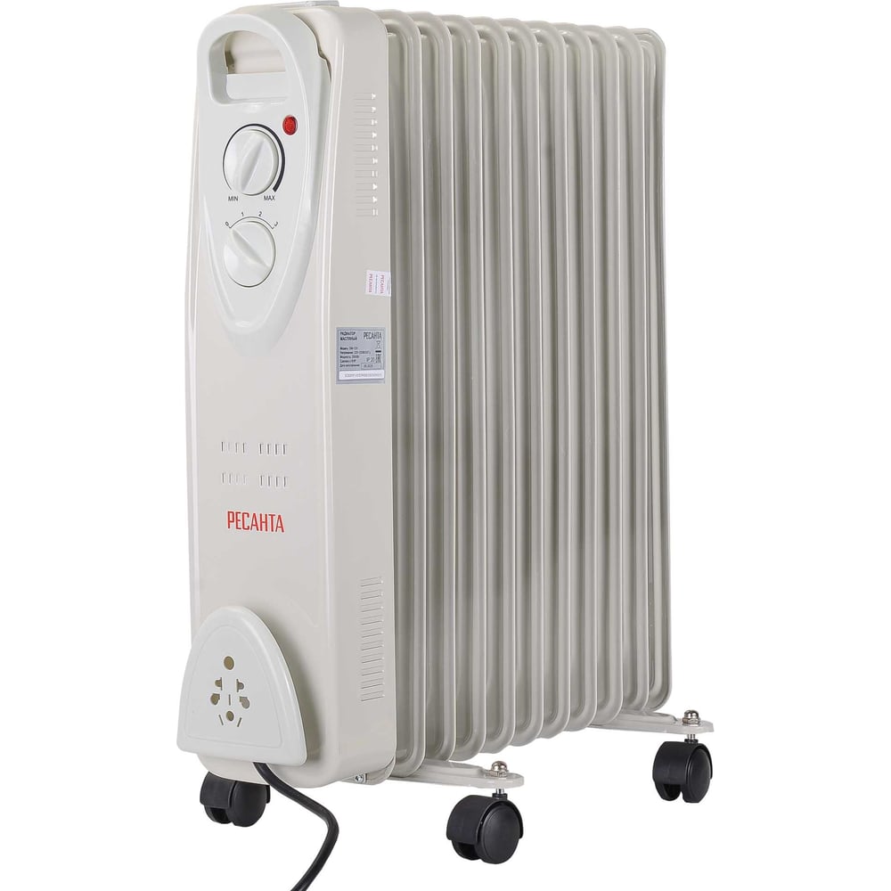 Изображение товара Масляный радиатор Ресанта ОМ-12Н 67/3/9 для отопления помещений