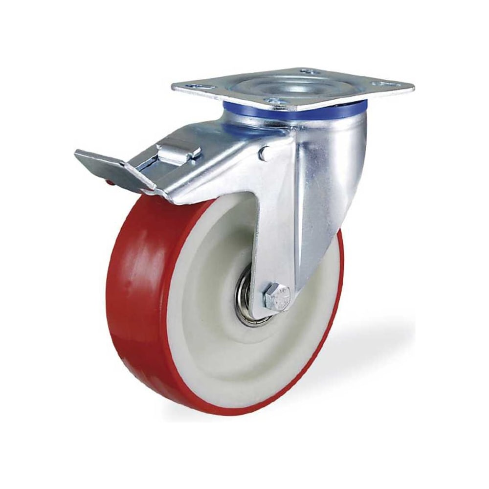 Изображение товара Поворотная колесная опора KAMA с тормозом 150 мм модель 3202-PUR-150-F18