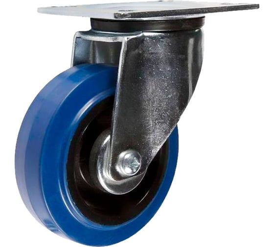 Изображение товара Поворотная колёсная опора Kolesa-opori SRCL 63 синяя резина д160 SRCL63