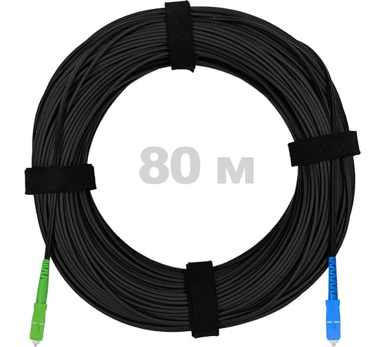 Изображение товара Патч-корд оптический ENGINOVA FTTH диэлектрик FRP, G.657 LSZH SC/APC-SC/UPC, черный 80 м ENG-FTTH-FRP-SCA-SCU-80-BL