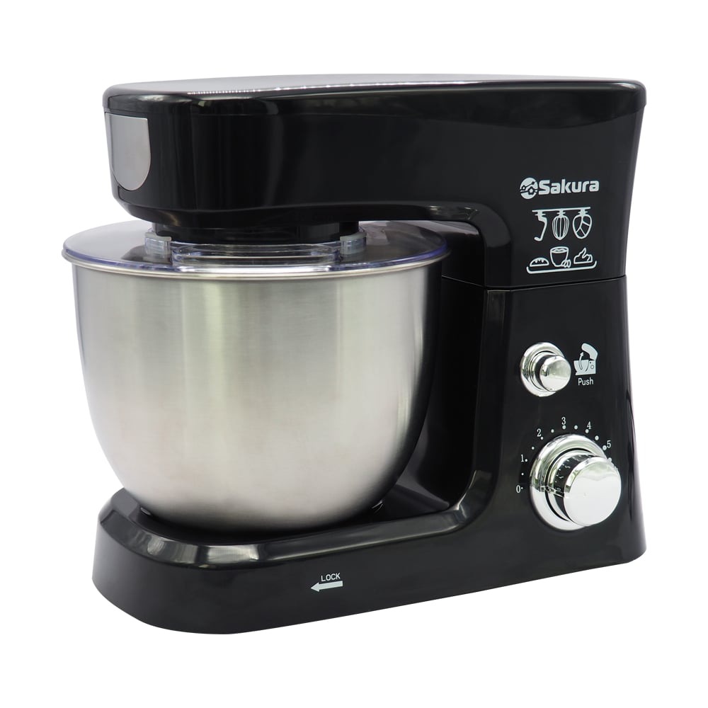 Изображение товара Миксер электр с чашей Sakura SA-6327BK 1000Вт 3,5л 6 скоростей планетарный