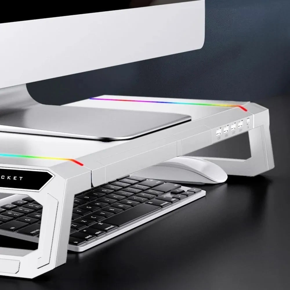 Изображение товара Подставка под монитор ZDK T1 белая с USB и подставкой для смартфона