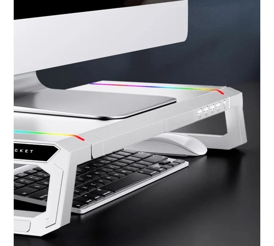 Изображение товара Подставка под монитор ZDK T1 с USB и подставкой для смартфона белая T1W