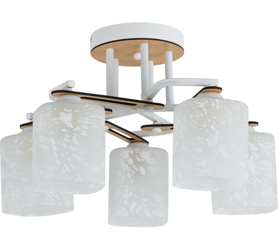 Изображение товара Люстра Schaffner Altezza 4550-5, цвет белый/дерево, 200 Вт Altezza 4550-5 WH+WOOD