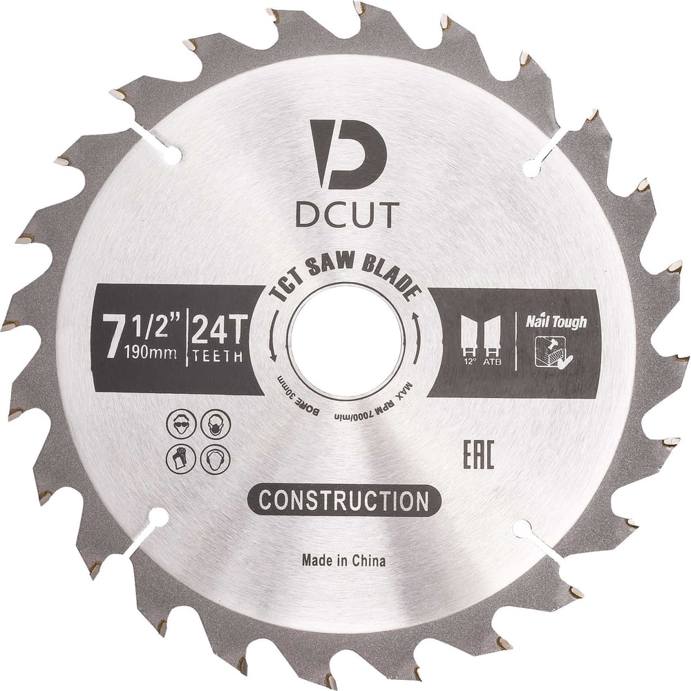 Изображение товара Пильный диск по дереву DCUT TCT 190х30мм 24T для быстрого реза