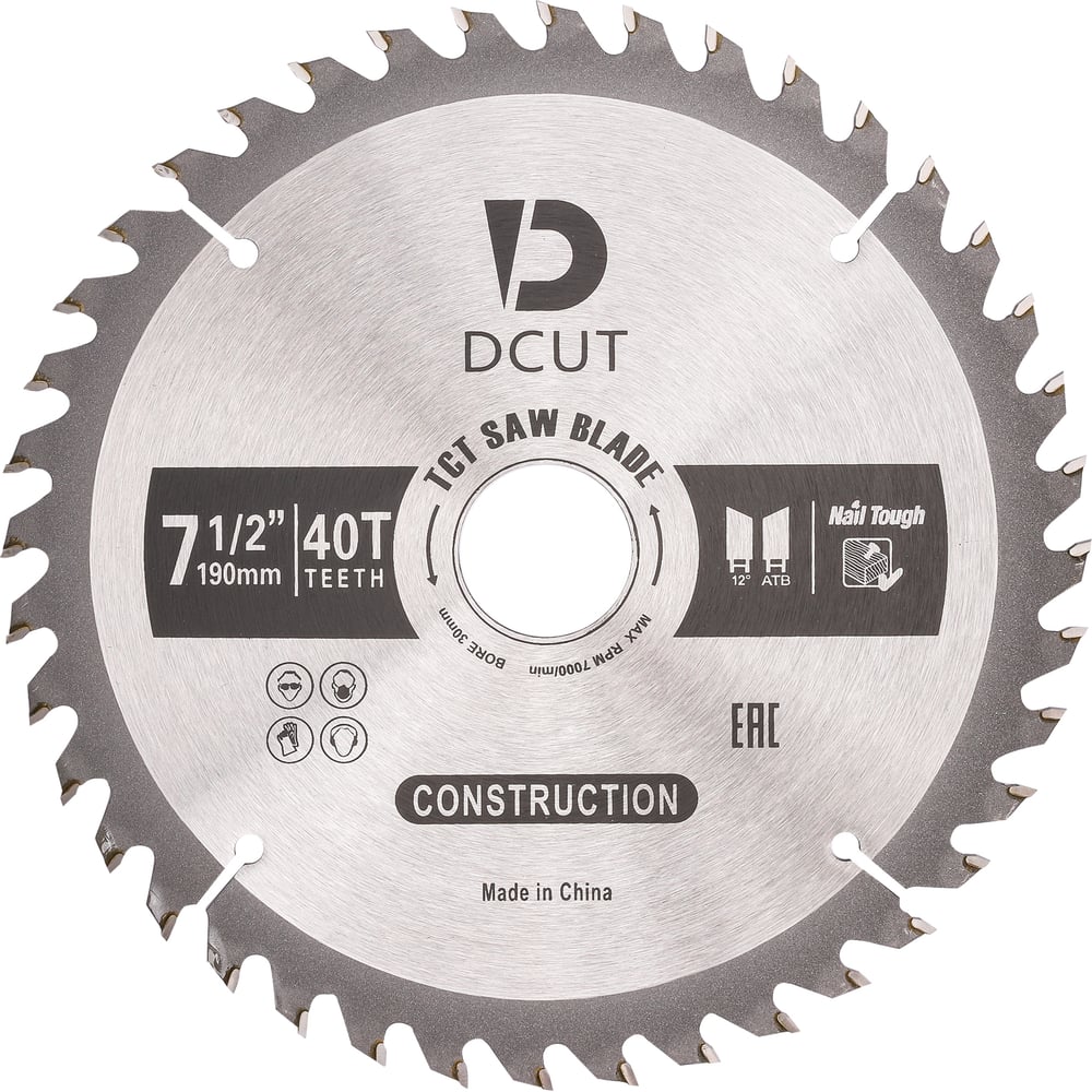 Изображение товара Пильный диск DCUT 190мм 40T для дерева, чистый рез, высокая точность