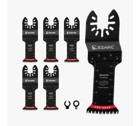 Изображение товара Биметаллическая насадка по дереву и пластику Ezarc для реноватора мультитула, полотно пильное, 5 шт 801619