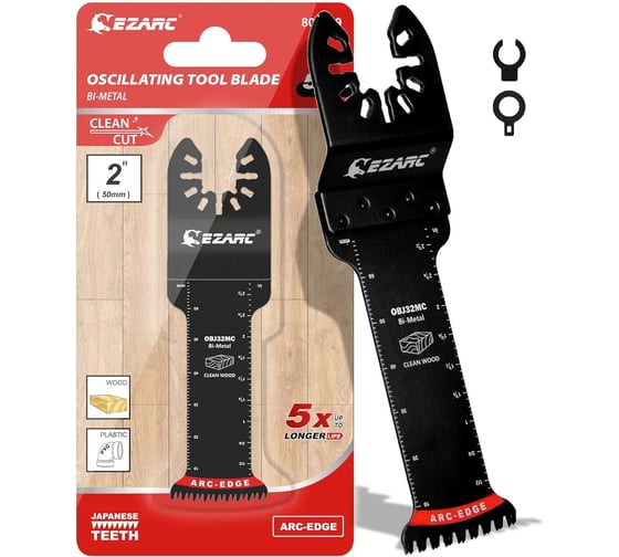 Изображение товара Удлиненные биметаллические насадки по дереву и пластику Ezarc для реноватора мультитула, полотно пильное, 5 шт 801620