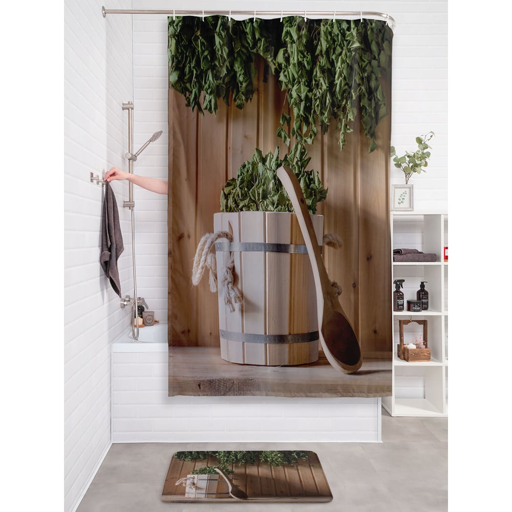 Изображение товара Фотоштора в ванную JoyArty МУЛЬТИ 180х200 водоотталкивающая полиэстер