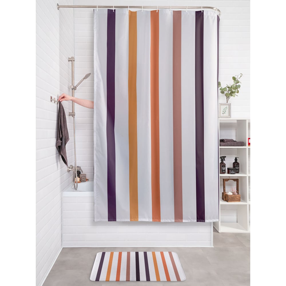 Изображение товара Фотоштора в ванную JoyArty МУЛЬТИ 180х200 водоотталкивающая белый черный коралловый