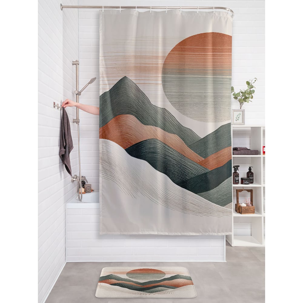 Изображение товара Фотоштора в ванную JoyArty МУЛЬТИ 180х200 для стильного интерьера