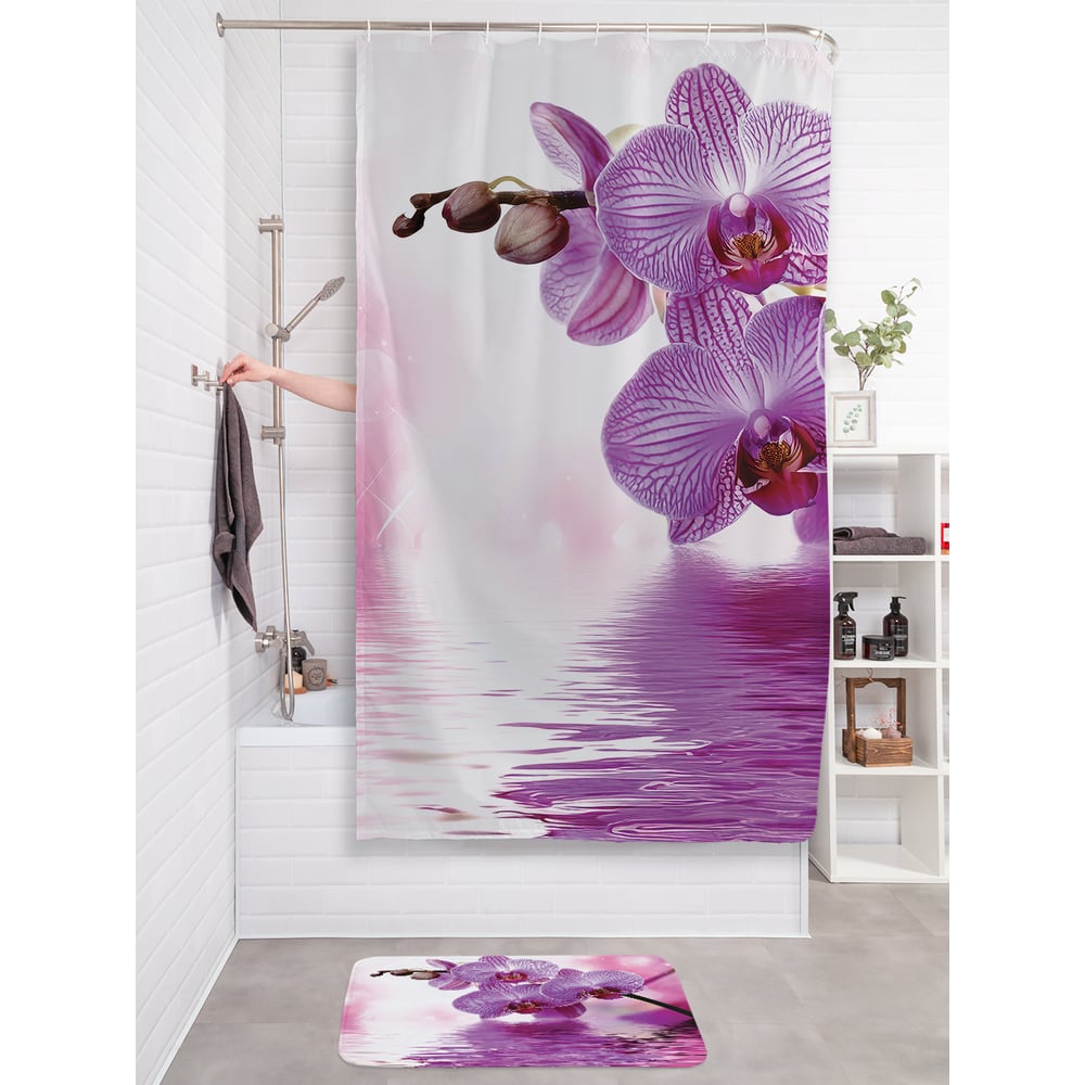 Изображение товара Фотоштора JoyArty для ванной МУЛЬТИ 180х200 фиолетовая, розовая, белая