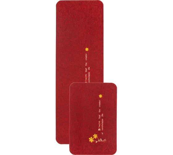 Изображение товара Коврик ComeForte на кухню набор ВЕЛЮР Bird 40х60, 40х120 см Бордовый КМ-012 KM-012M