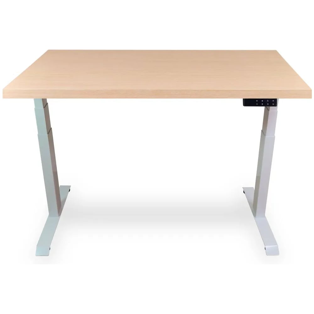 Изображение товара Стол двухмоторный с регулируемой высотой UPSTOL Stand PRO подстолье белое и столешница МДФ шпон Беленый дуб 120х65 Z650WBD12065