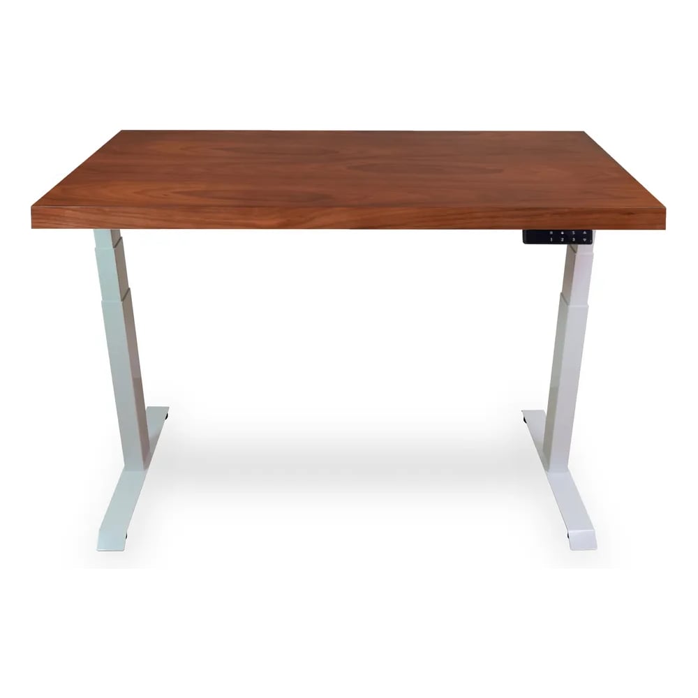 Изображение товара Стол двухмоторный с регулируемой высотой UPSTOL Stand PRO подстолье белое и столешница МДФ шпон Американский орех 120х65 Z650WAO12065