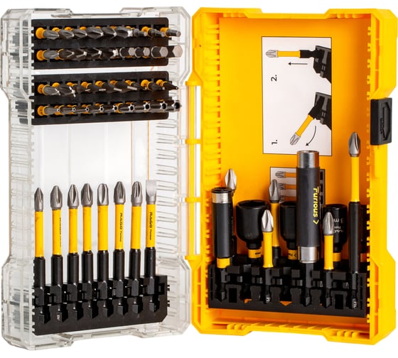 Изображение товара Биты RAGE Furious для шуруповерта магнитные торсионные IMPACT 56 предметов S2 554262