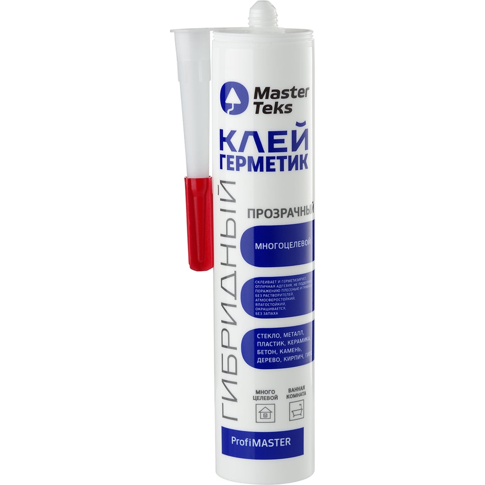 Изображение товара Клей-герметик MASTERTEKS Profimaster Гибридный 290 мл прозрачный
