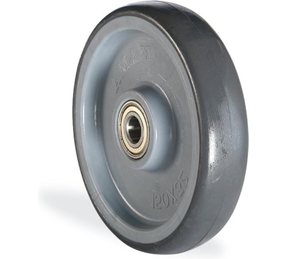 Изображение товара Колесо с серой резиной KAMA 200 мм, посадка на ось 15 мм 200x32-MTR