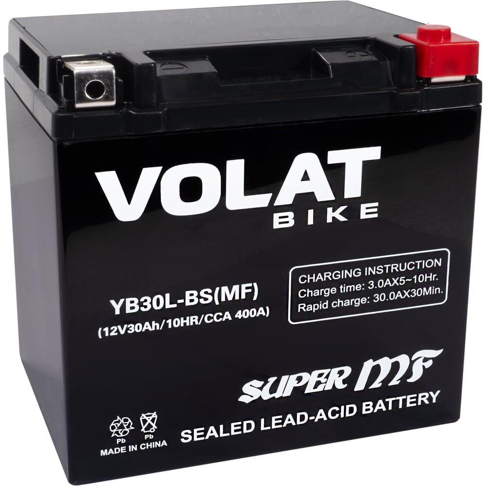 Изображение товара Мотоаккумулятор VOLAT YB30L-BS 12V 30Ah AGM для мотоциклов и квадроциклов