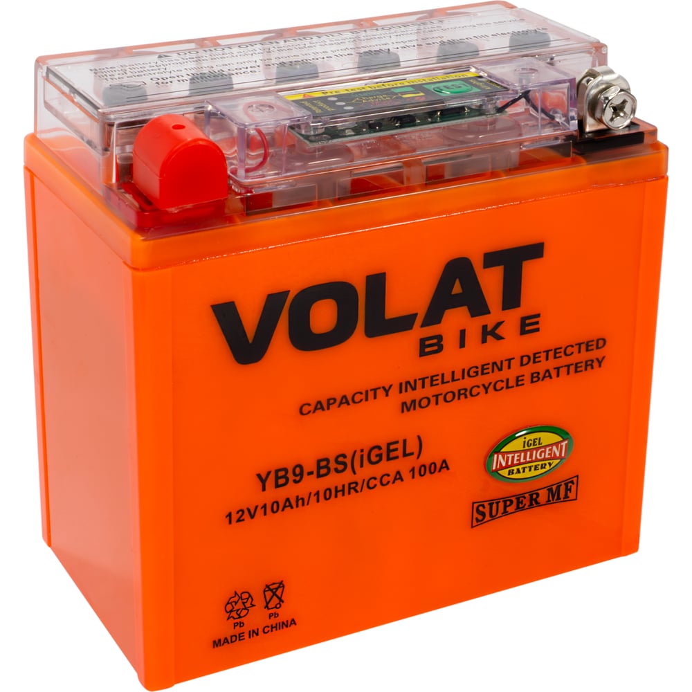 Изображение товара Мотоаккумулятор VOLAT 12V 10Ah YB9-BS(iGEL) для мотоциклов и скутеров