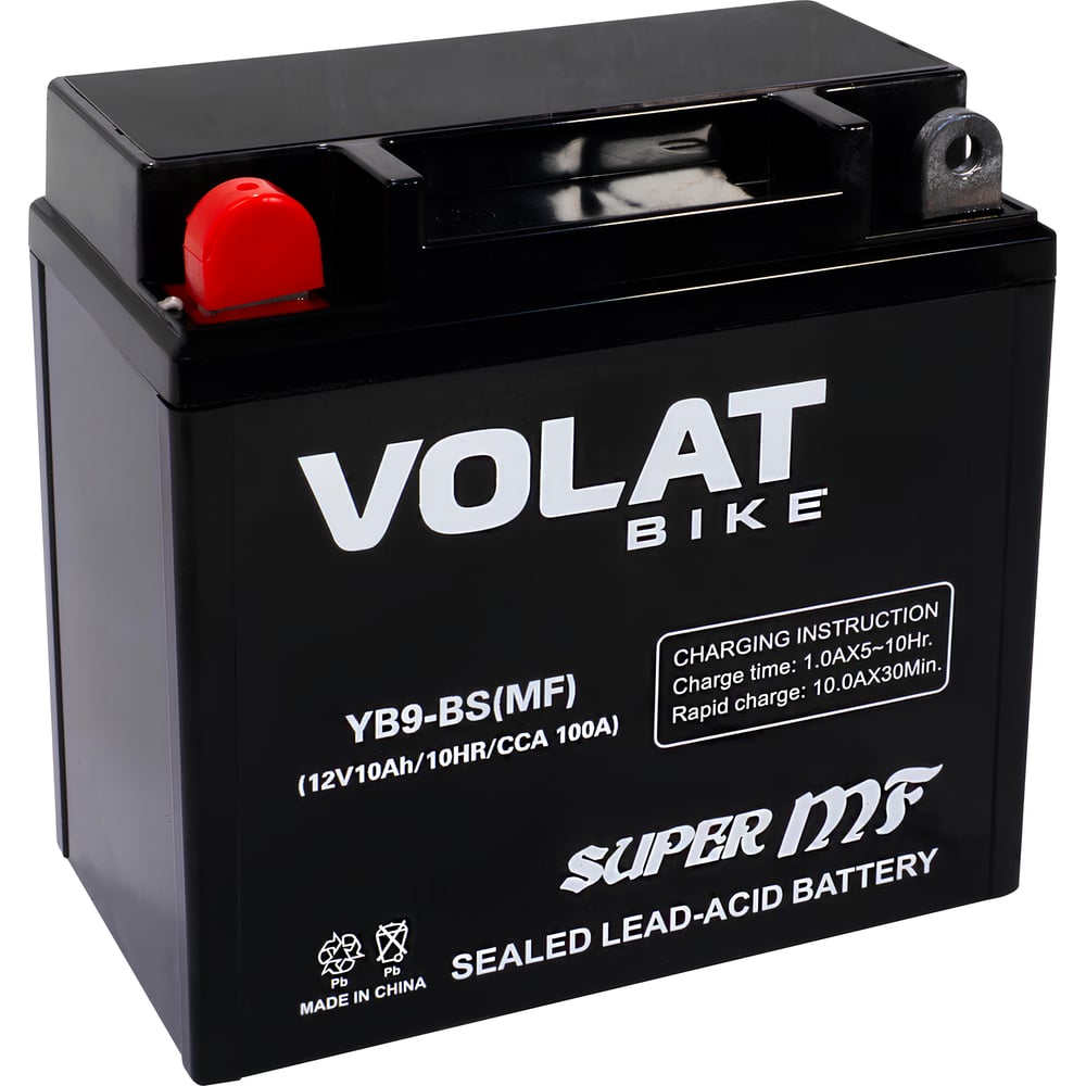 Изображение товара Мотоаккумулятор VOLAT 12V 10Ah YB9-BS(MF) L+ для мотоцикла и техники
