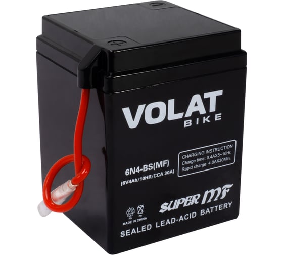 Изображение товара Мотоаккумулятор VOLAT 6V 4Ah 6N4-BS(MF) L+ для мопеда, скутера 71x71x93 6N4-BS(MF) 6N4-BS(MF)Volat