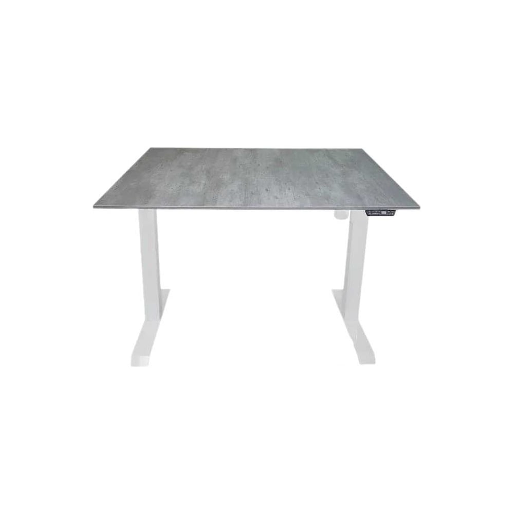 Изображение товара Стол с регулируемой высотой StolStoya МОТОР рама белая и столешница ЛДСП Бетон Чикаго 145х80 PE211IWSLBCH145