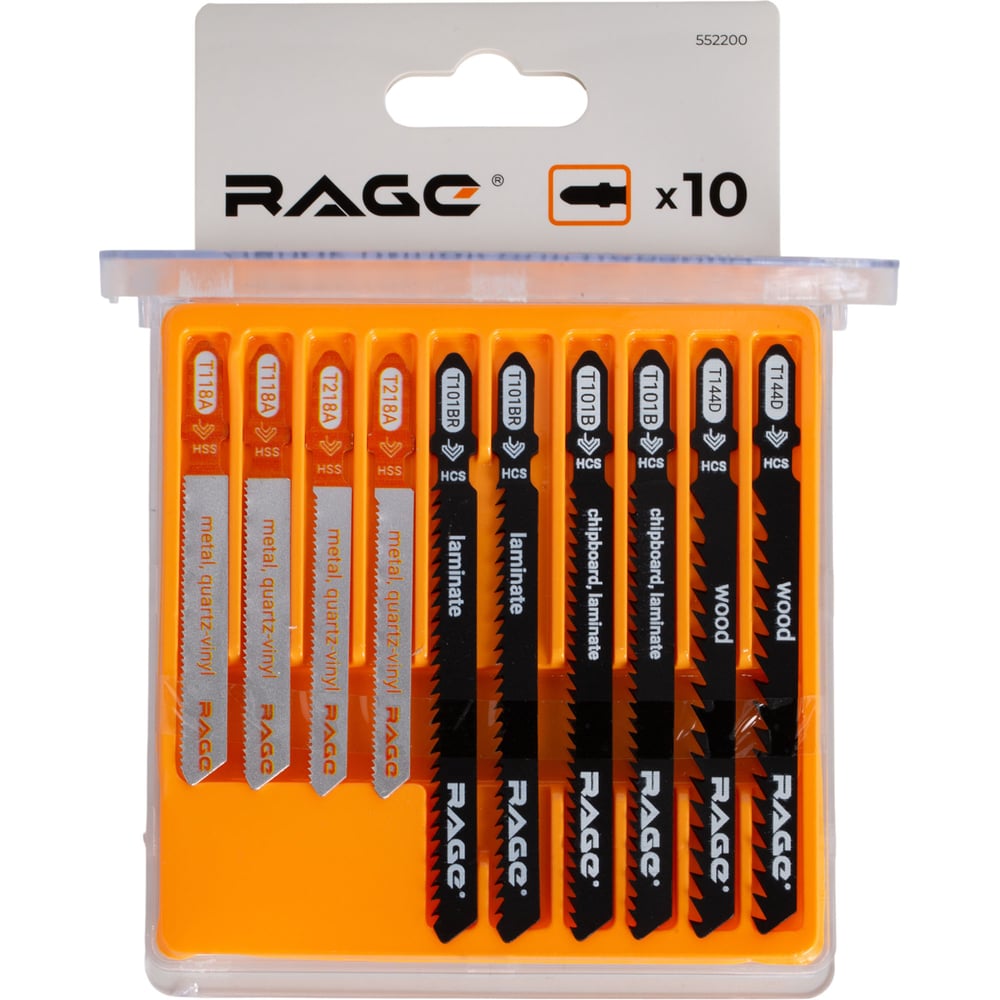 Изображение товара Набор пилок RAGE для лобзика по дереву металлу и ламинату 10 шт