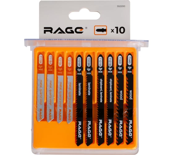 Изображение товара Набор пилок RAGE для лобзика по дереву металлу и ламинату 10 шт 552200